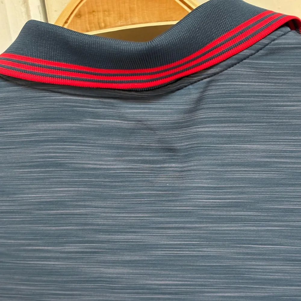 Adidas Medium Men’s Blue Golf USA Polo Shirt with Red Adidas Logo & Red Stripes
